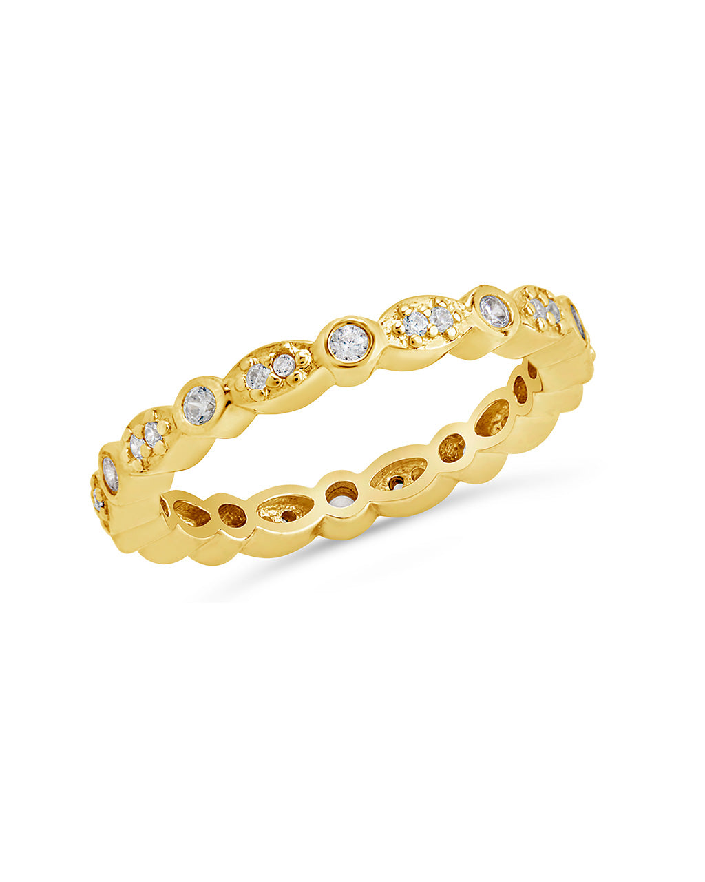 Sterling Silver CZ Bezel Band Ring Ring Sterling Forever Gold 6 