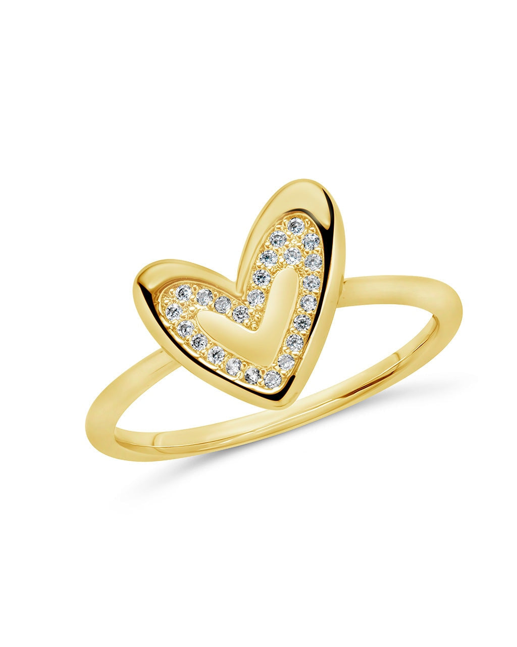 Mabel CZ Heart Ring Ring Sterling Forever Gold 6 