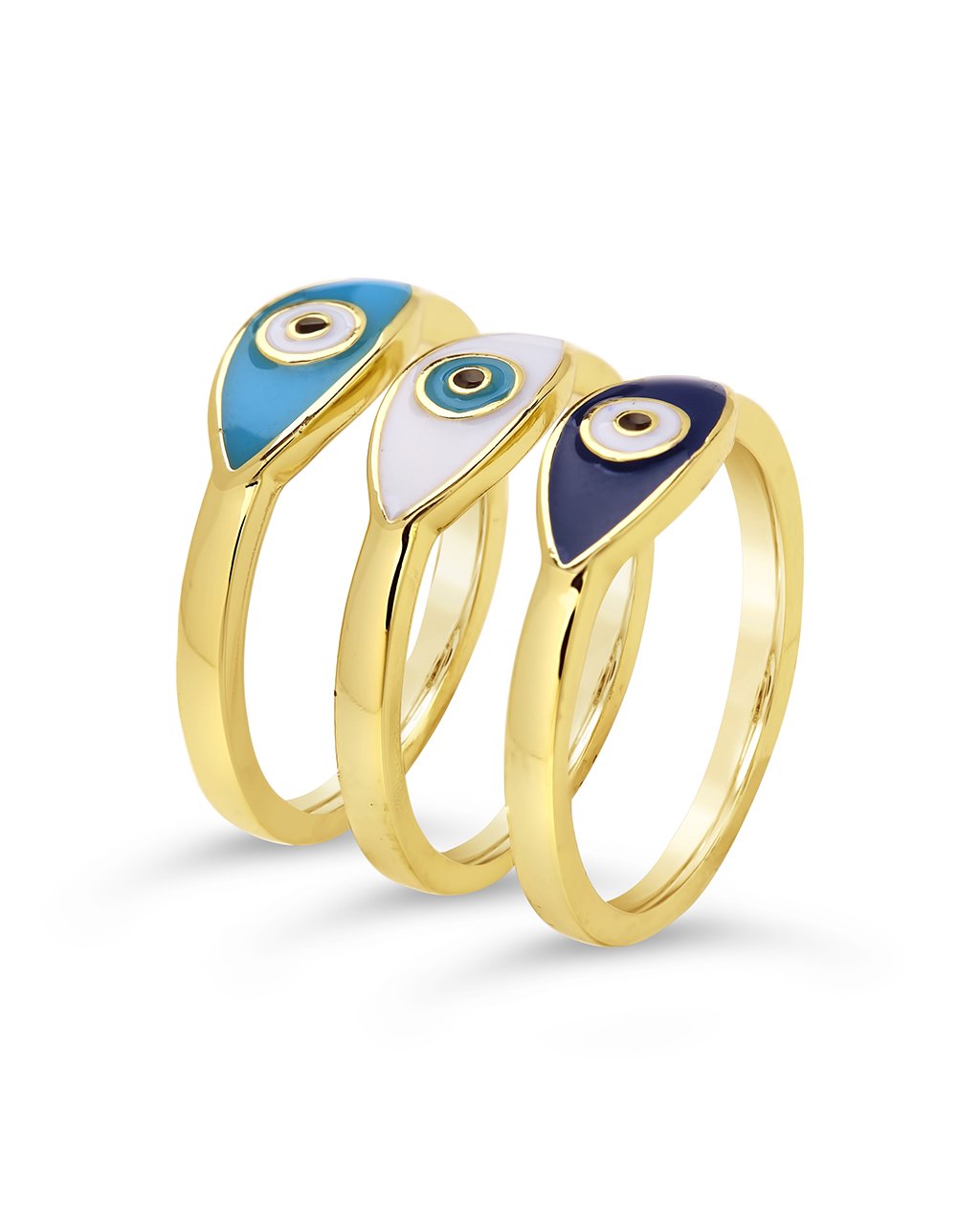 3-Piece Gold Plated Evil Eye Ring Set Ring Sterling Forever 