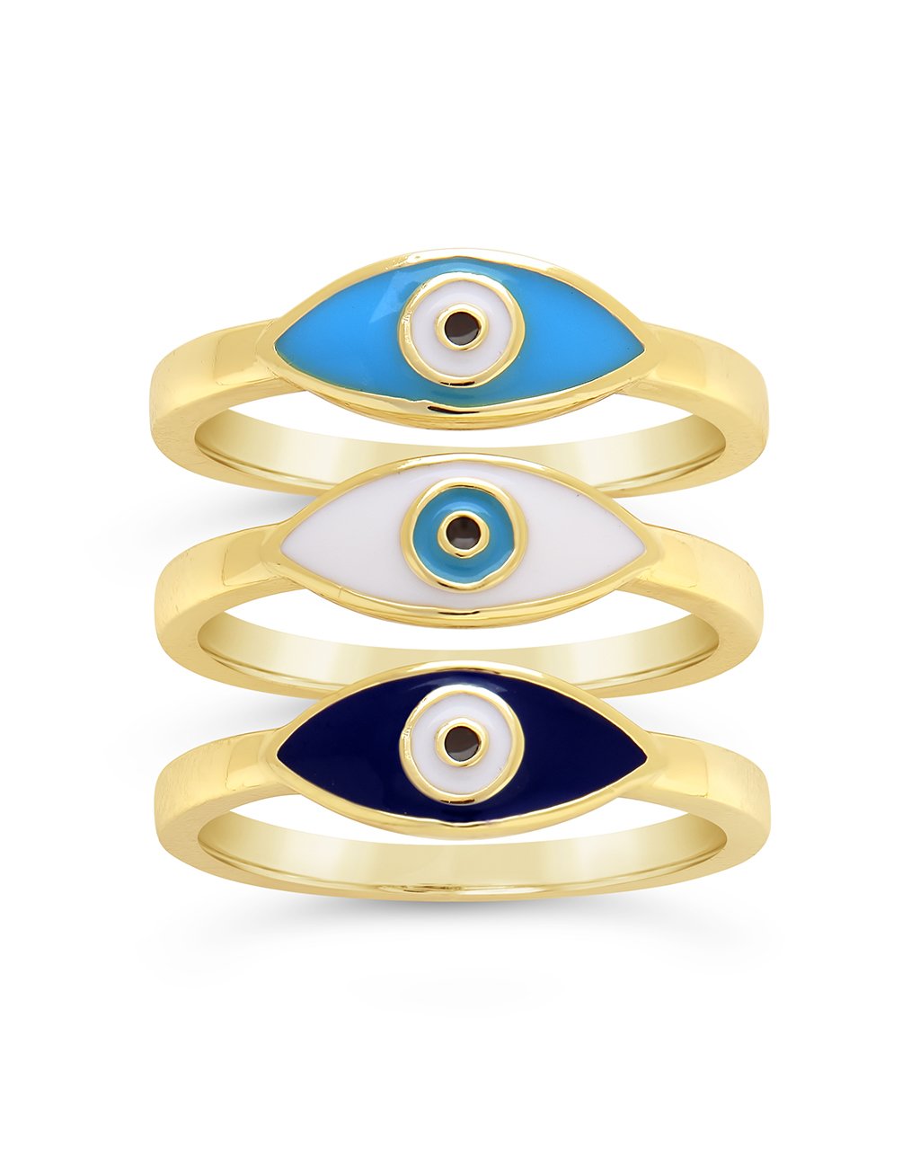 3-Piece Gold Plated Evil Eye Ring Set Ring Sterling Forever 