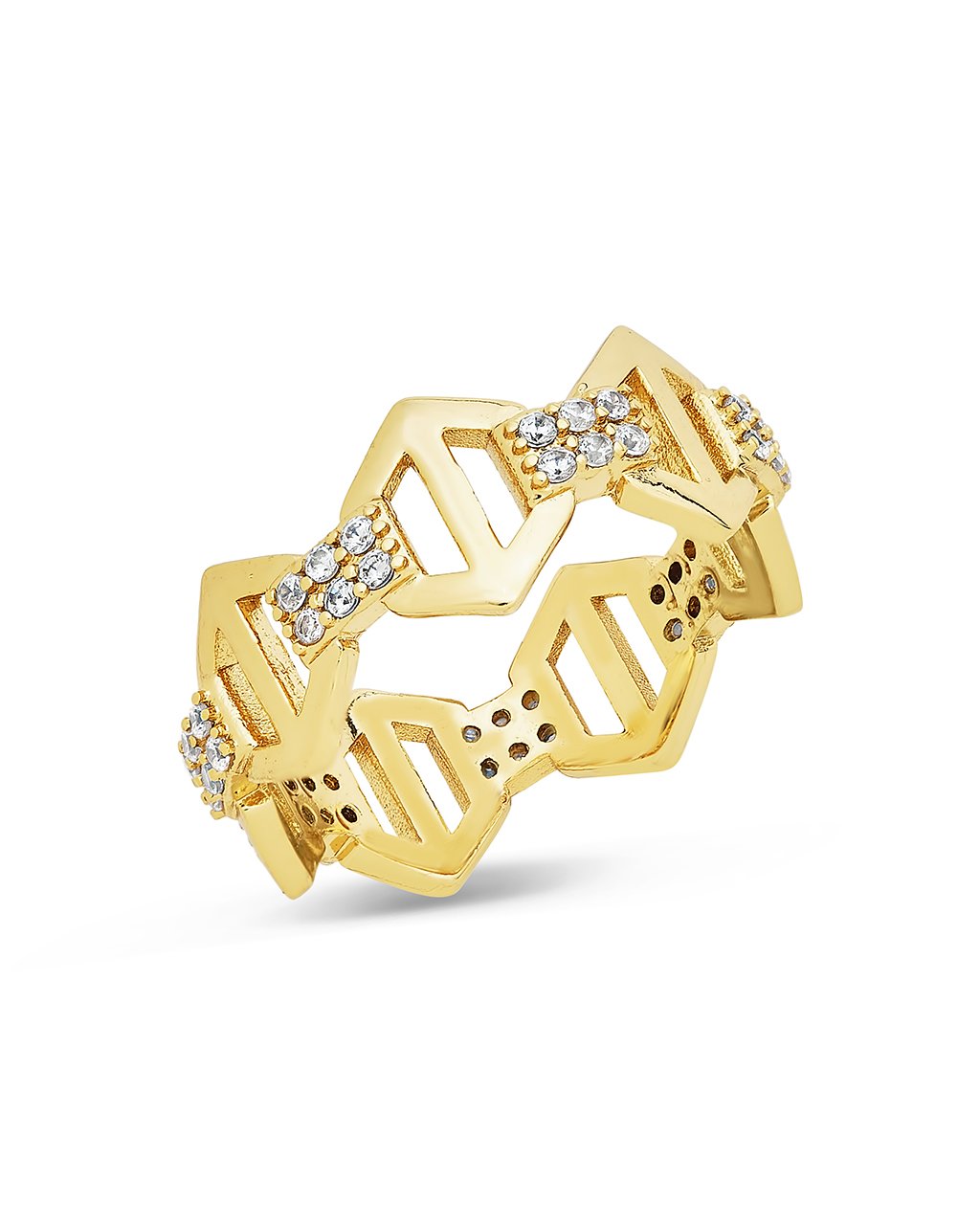 Hexagon Anchor Chain Ring Ring Sterling Forever Gold 6