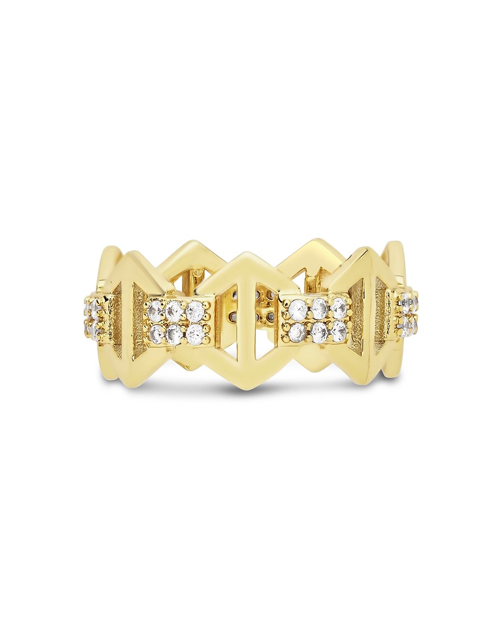 Hexagon Anchor Chain Ring Ring Sterling Forever