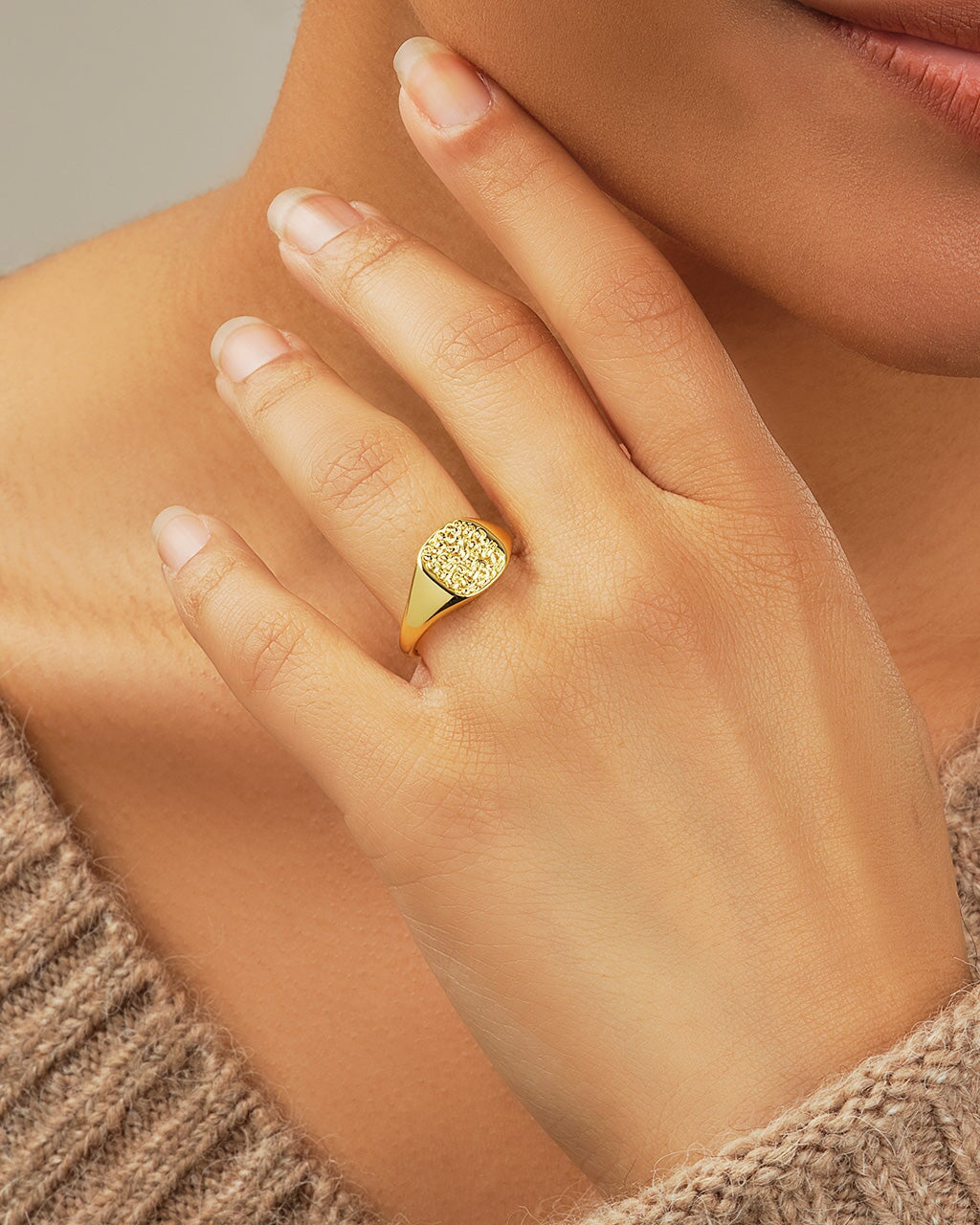 Hammered Square Signet Ring Ring Sterling Forever 