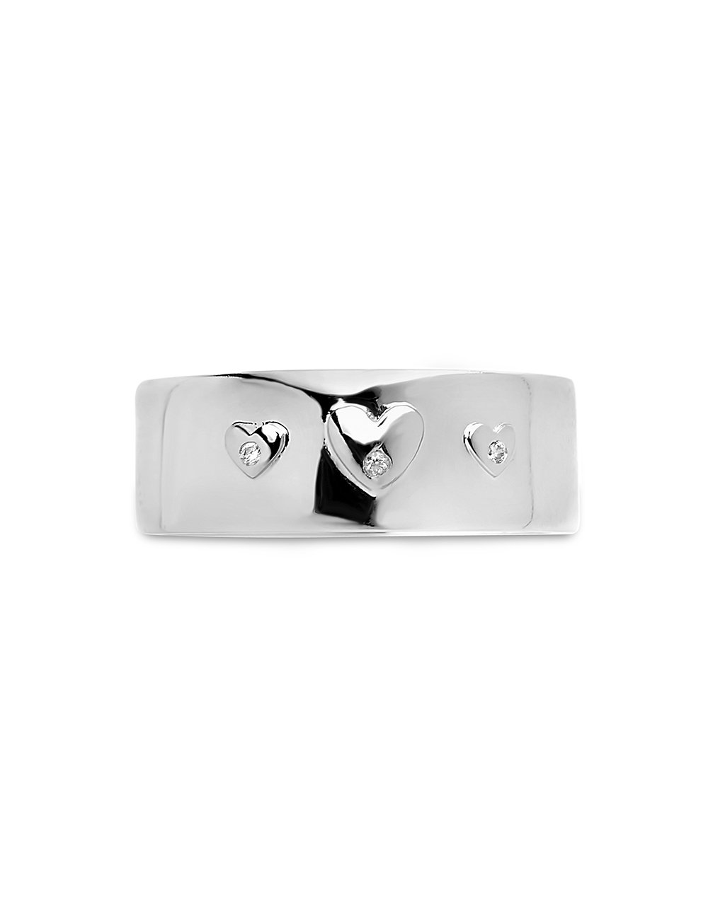 CZ Engraved Heart Band Ring - Sterling Forever