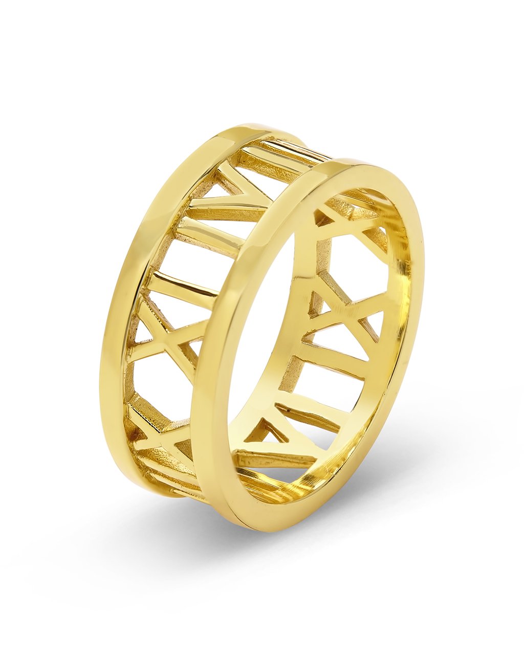 Roman Numeral Zirconia Ring White Zirconia Stainless Steel | Halo Jewelry