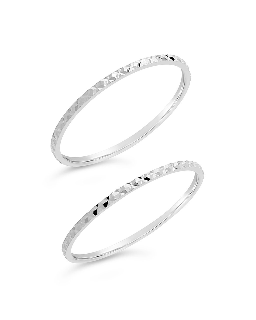 Sterling Silver Diamond Cut Ring Set of 2 - Sterling Forever