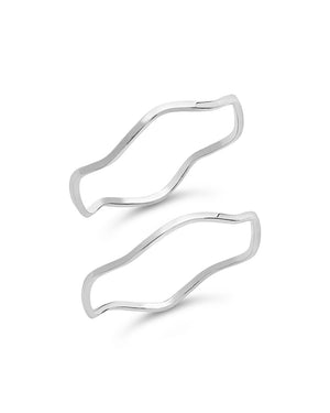 Sterling Silver Wave Ring Set of 2