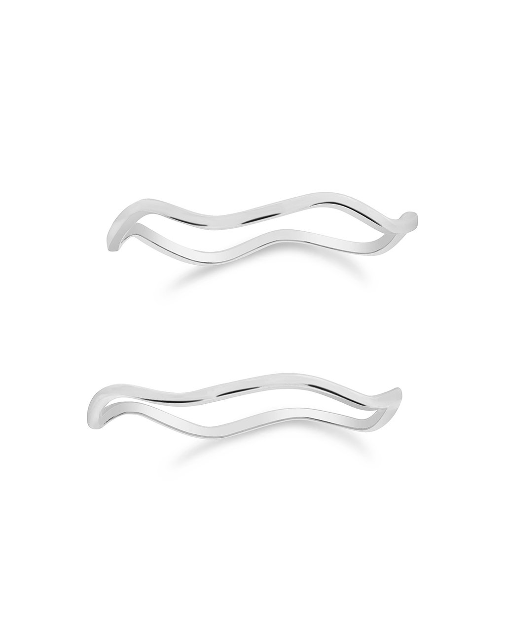 Sterling Silver Wave Ring Set of 2 – Sterling Forever