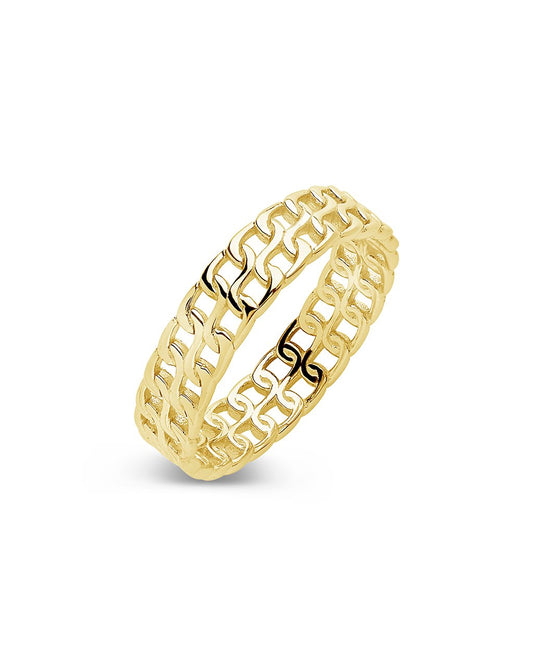 14K Gold Vermeil 2 Row Chain Ring - Sterling Forever