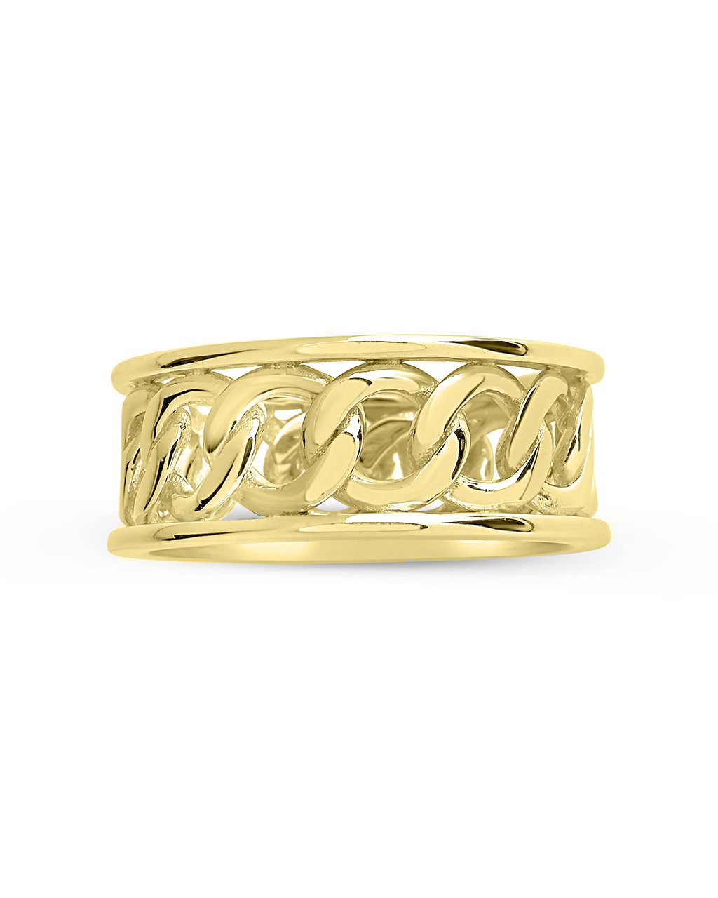 Sterling Silver Curb Chain Band Ring Ring Sterling Forever Gold 6 