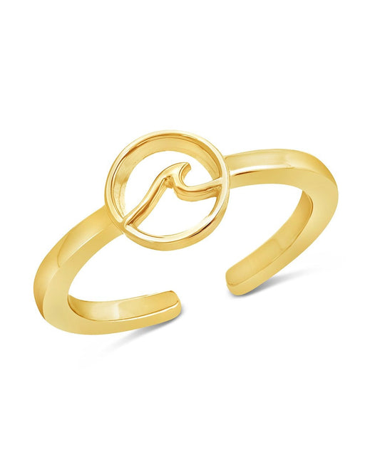 SHINE by Sterling Forever Sterling Silver Wave Open Band Ring Ring SHINE by Sterling Forever Gold 