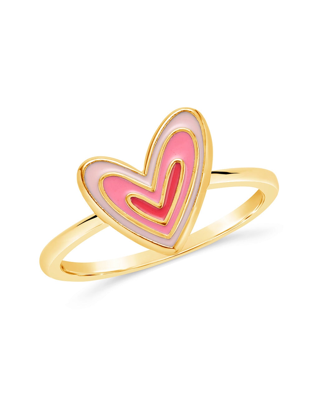 Amanda Enamel Heart Ring Ring Sterling Forever Gold 6 