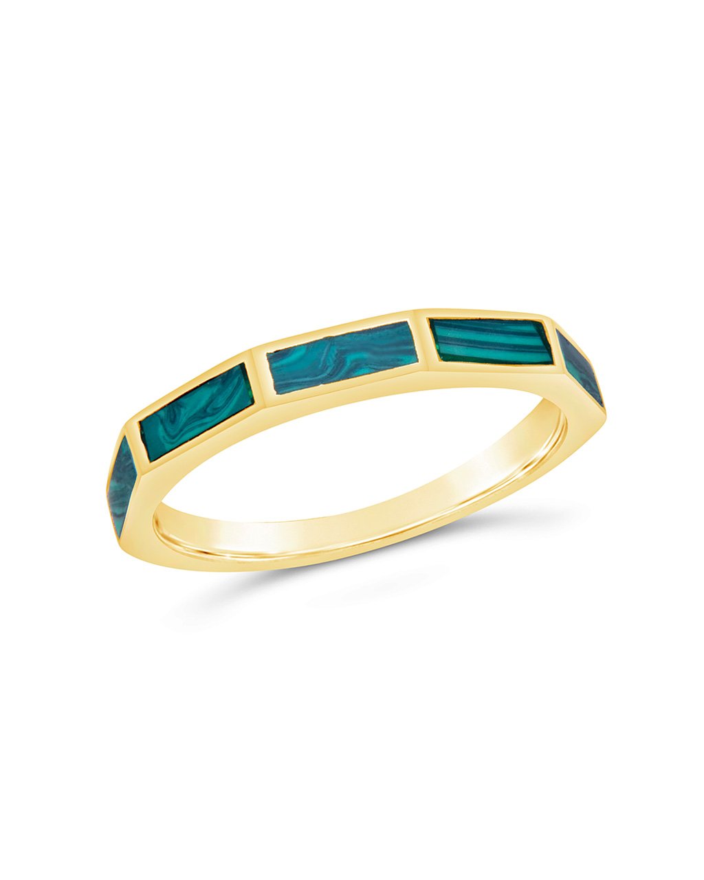 Sterling Silver Malachite Baguette Eternity Band Ring Ring Sterling Forever Gold 6 