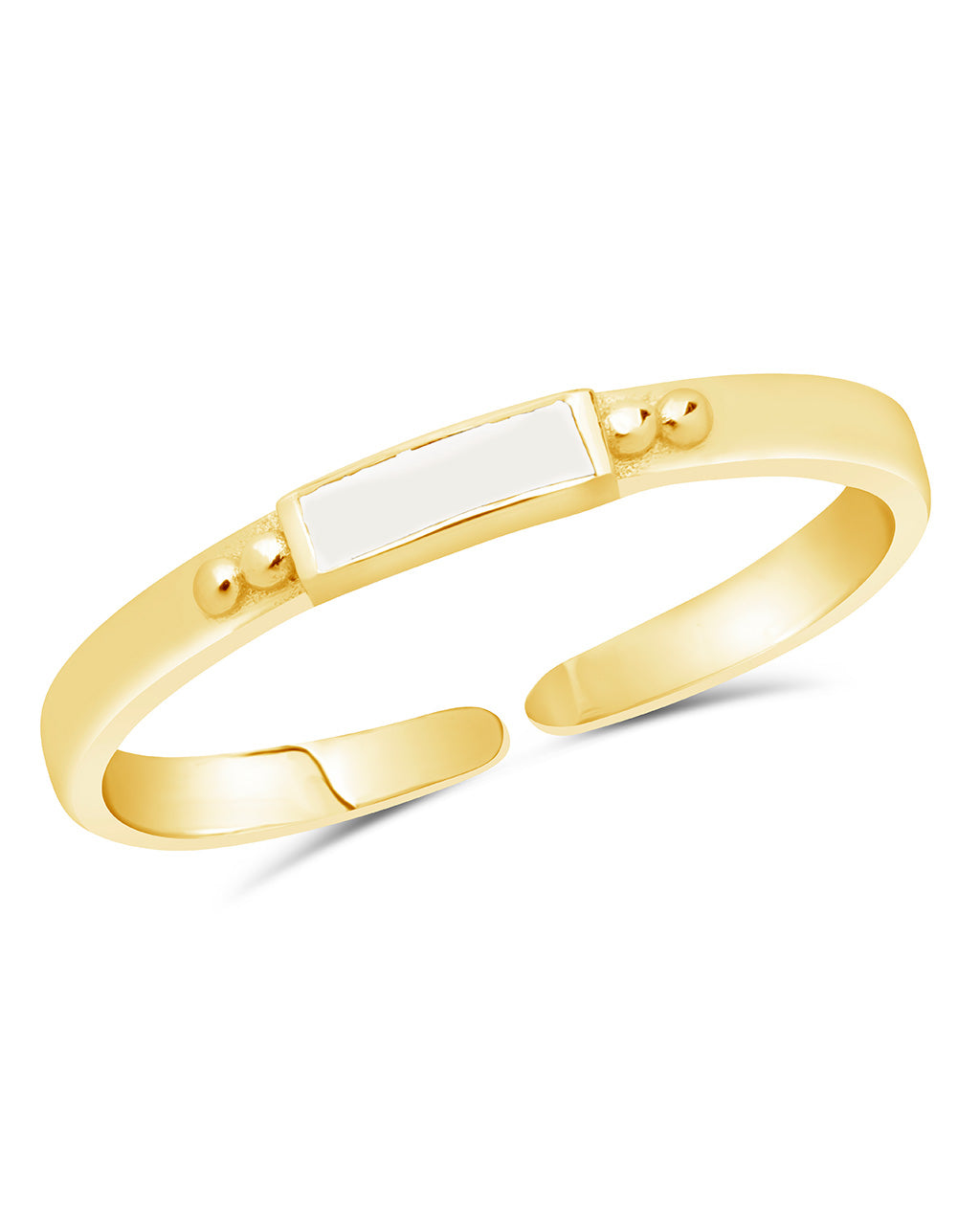 Sterling Silver Thin Enamel Open Signet Ring Ring Sterling Forever Gold White 