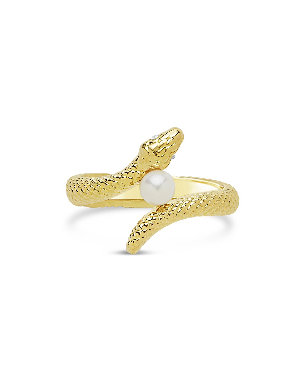 Entwined Serpent & Pearl Ring - Sterling Forever