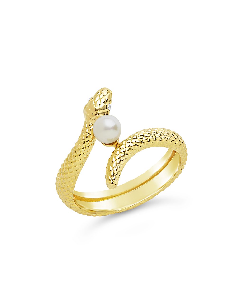 Entwined Serpent & Pearl Ring - Sterling Forever