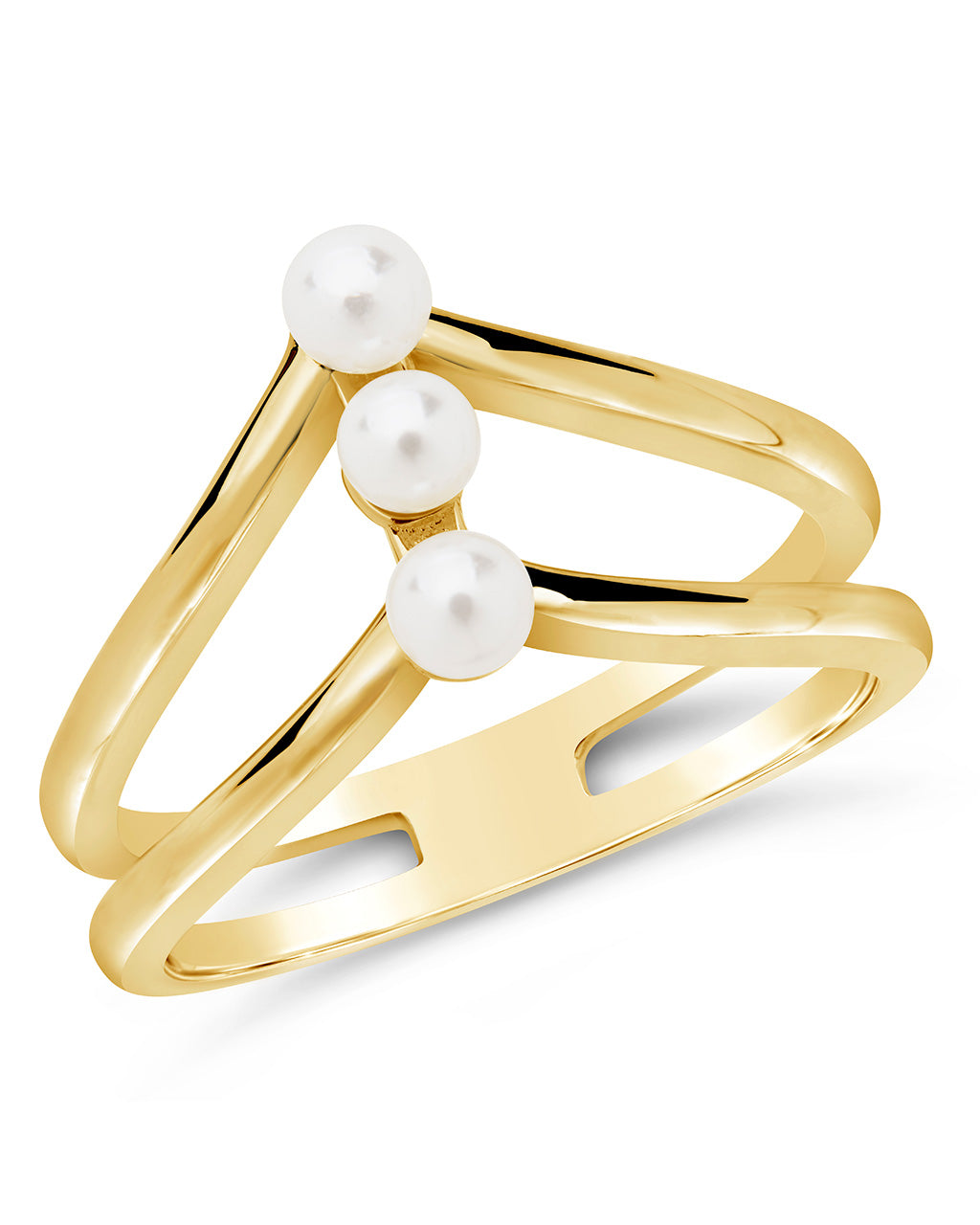 Sterling Silver Triple Pearl Stack Ring Ring Sterling Forever Gold 6 