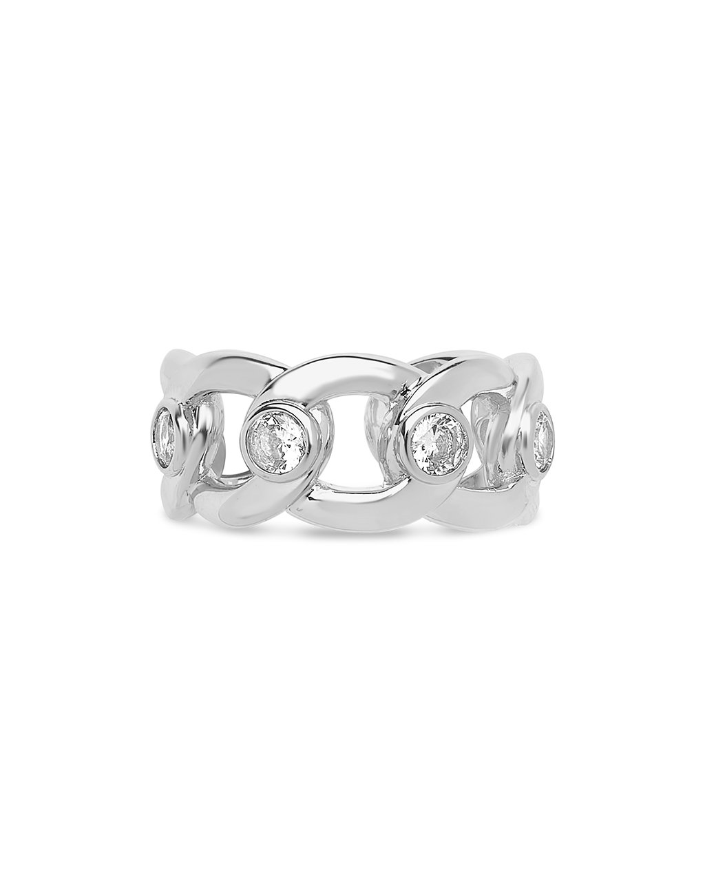 Curb Chain Open Band Ring Ring Sterling Forever Silver 