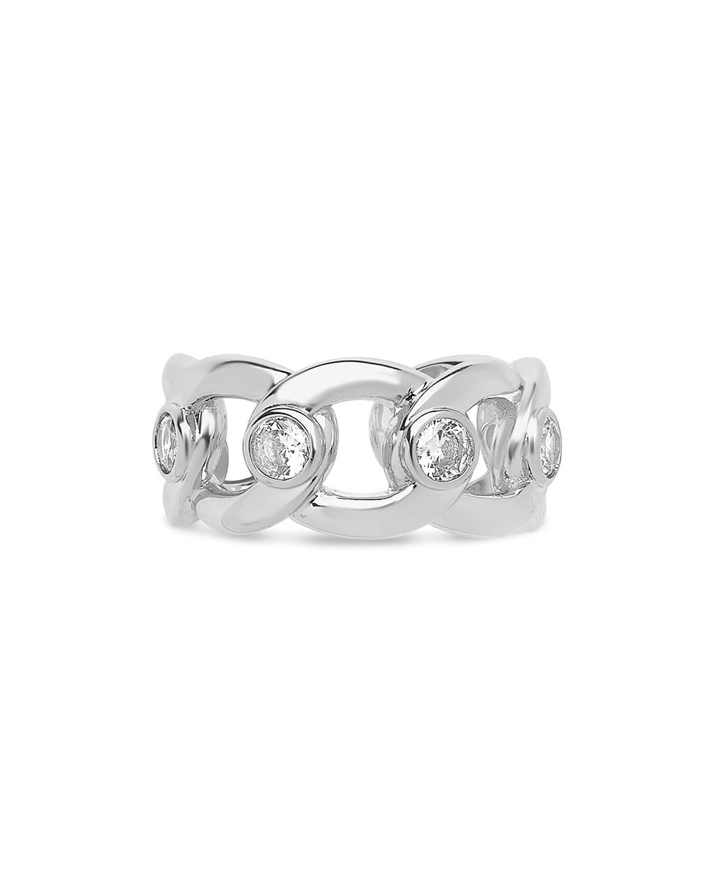 Curb Chain Open Band Ring Ring Sterling Forever Silver 