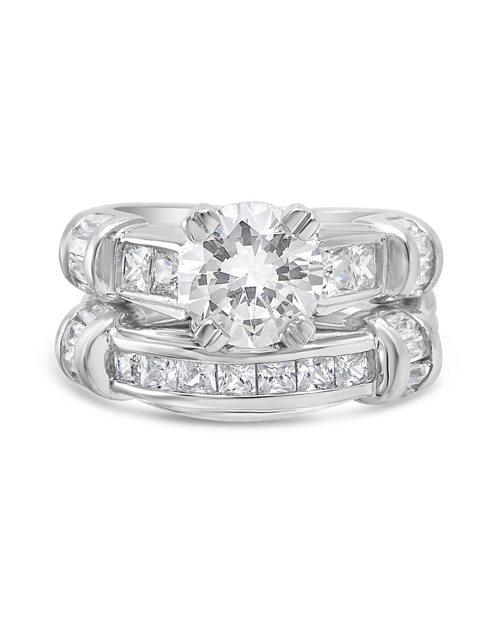 Sterling Silver Brilliant Cubic Zirconia Band Set of 2 Ring Sterling Forever 