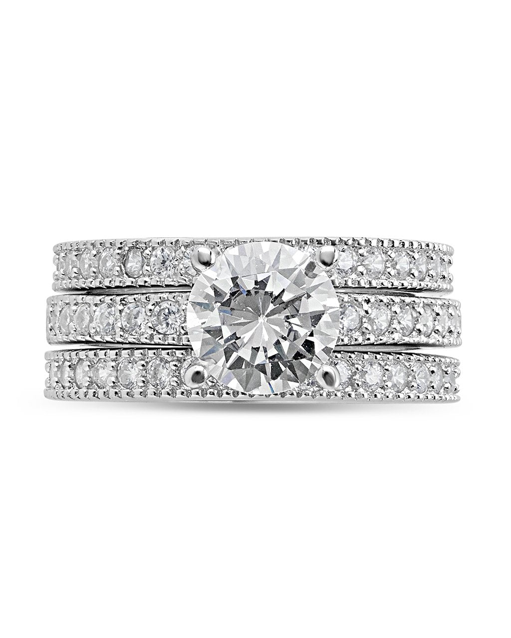 Sterling Silver Briliiant CZ with 2 Bands Ring Sterling Forever 