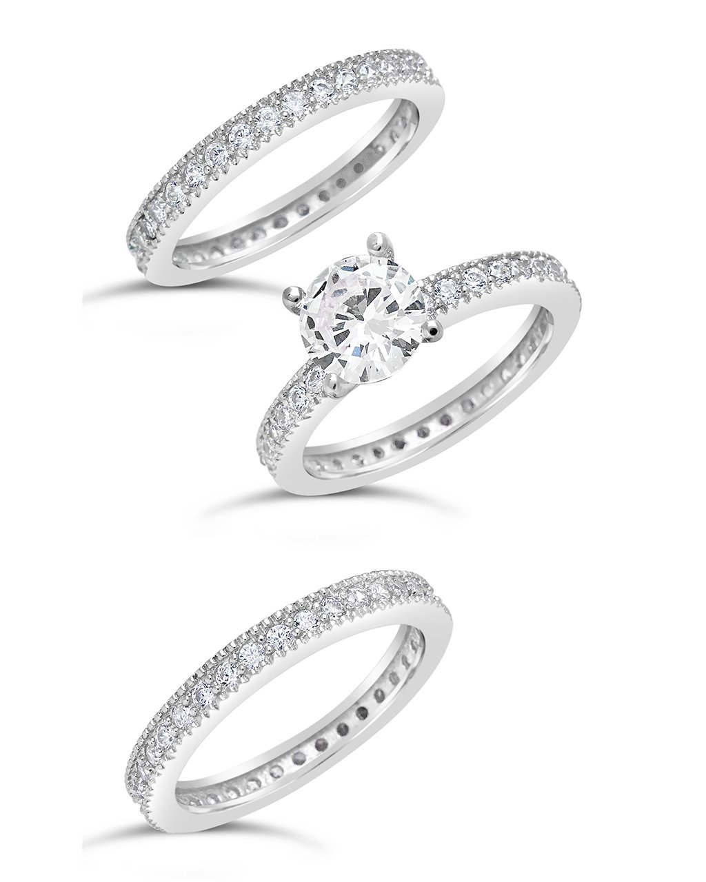 Sterling Silver Briliiant CZ with 2 Bands Ring Sterling Forever 
