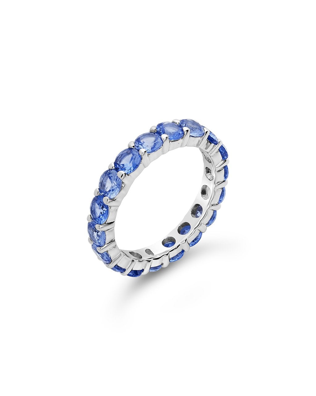 SHINE by Sterling Forever Sterling Silver Rainbow CZ Eternity Band Ring Ring SHINE by Sterling Forever Light Sapphire Blue 6 