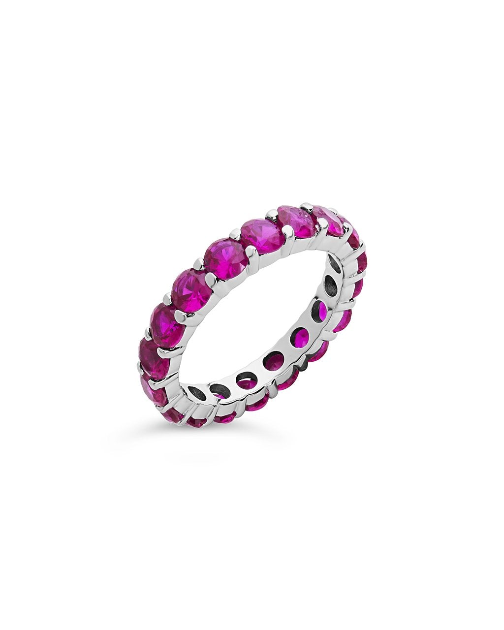SHINE by Sterling Forever Sterling Silver Rainbow CZ Eternity Band Ring Ring SHINE by Sterling Forever Fuchsia 6 