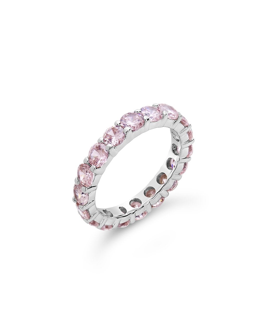 SHINE by Sterling Forever Sterling Silver Rainbow CZ Eternity Band Ring Ring SHINE by Sterling Forever Light Pink 6 