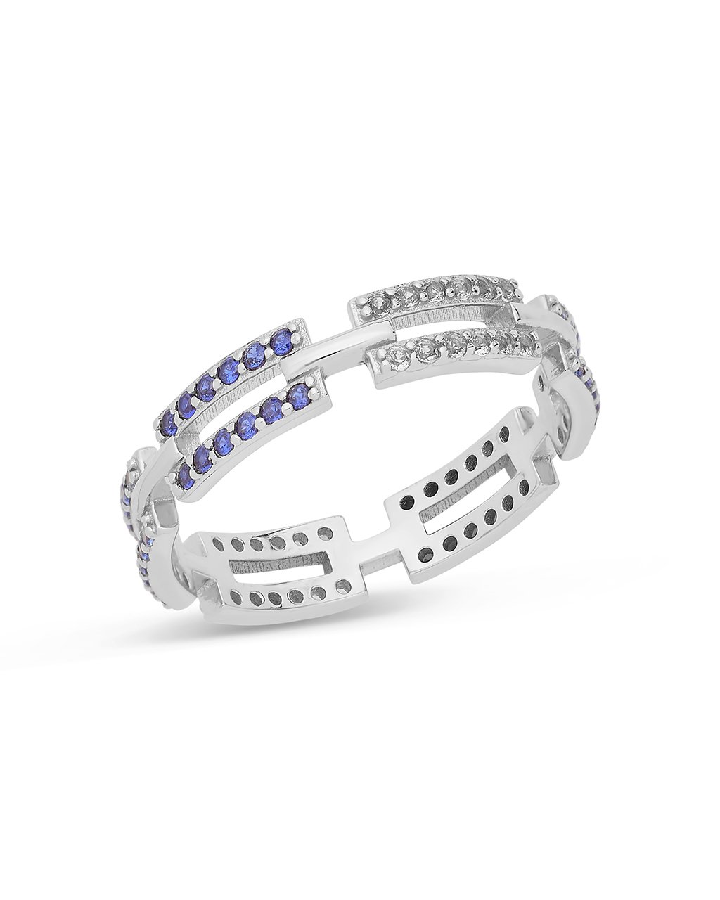 Sapphire Ombre CZ Linked Ring Ring Sterling Forever Silver 6