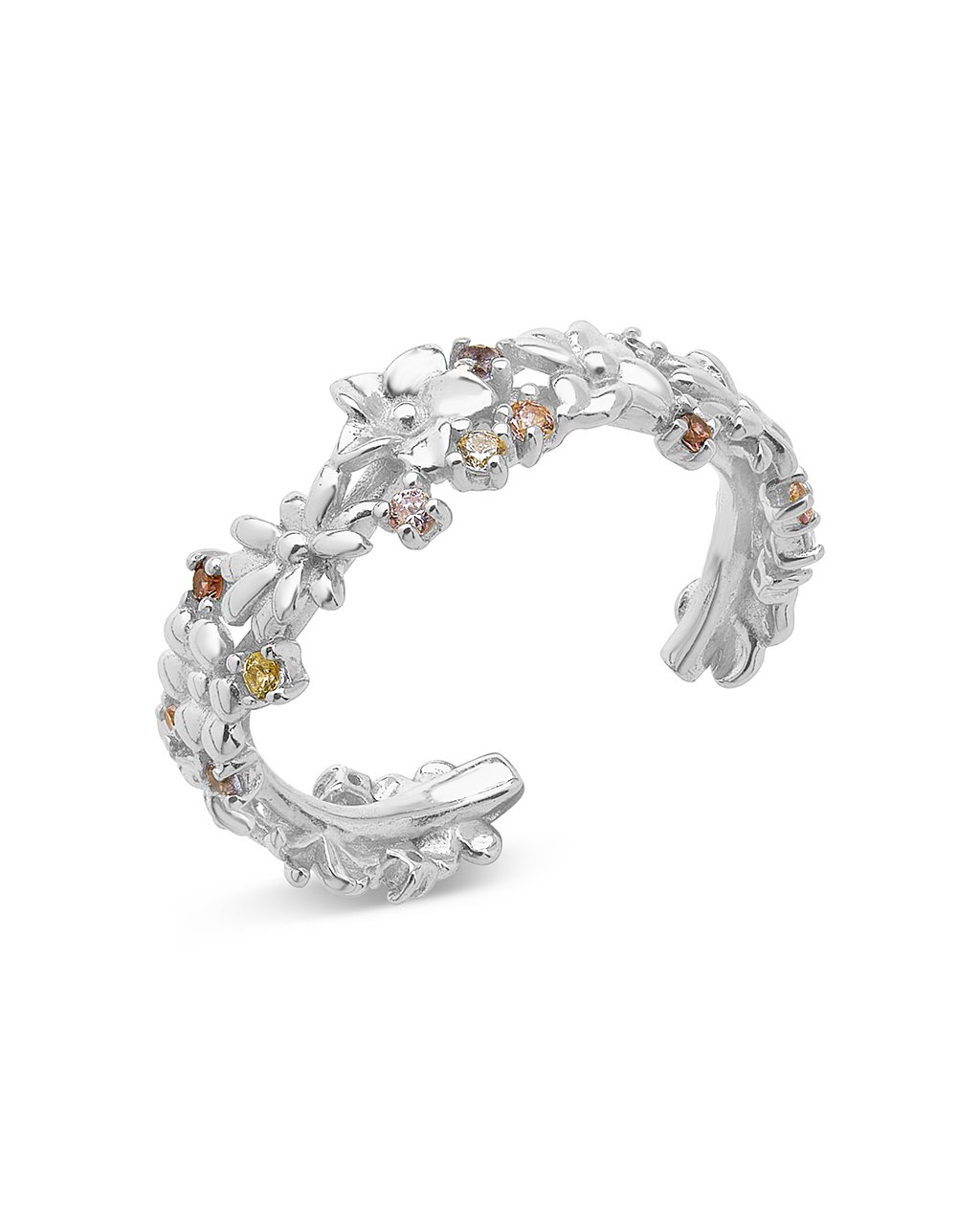 Sterling Silver Wild Flower Open Band Ring Ring Sterling Forever 