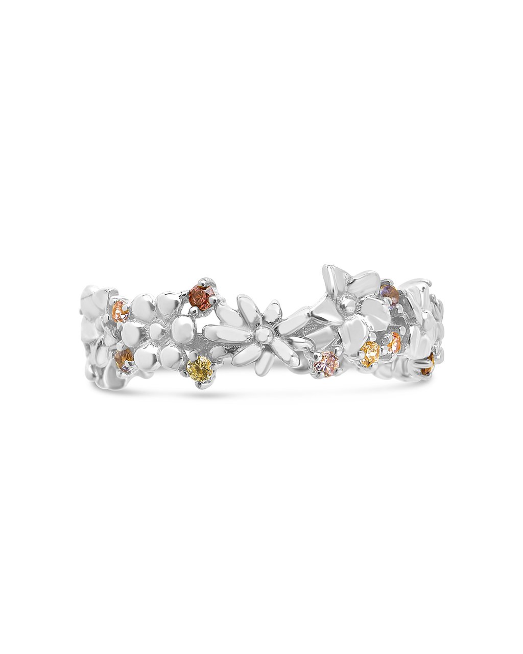 Sterling Silver Wild Flower Open Band Ring Ring Sterling Forever Silver 6 