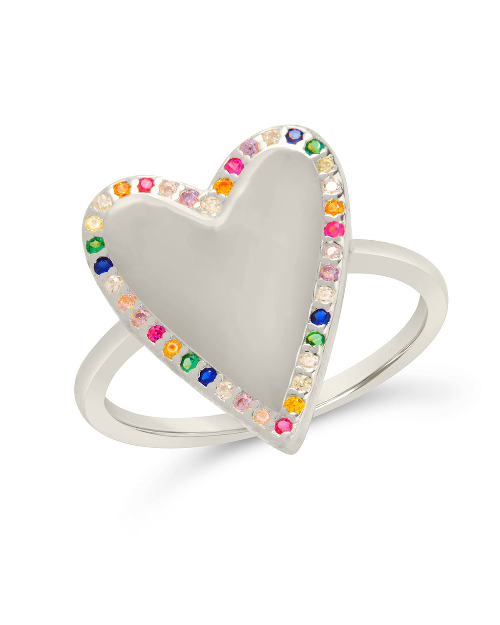 Sterling Silver Rainbow Heart Statement Ring Ring Sterling Forever Silver 