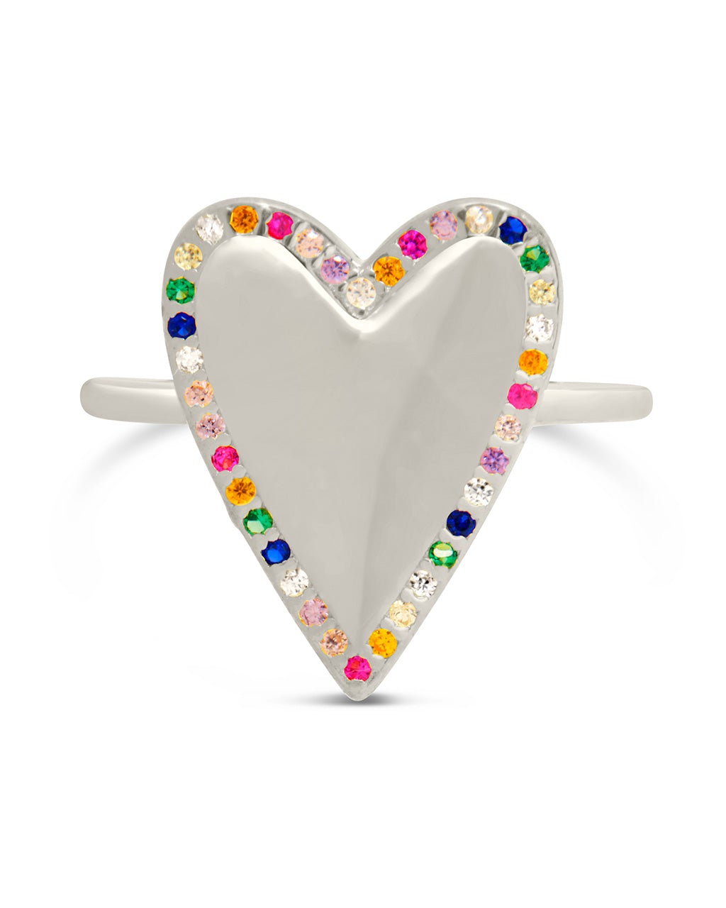 Sterling Silver Rainbow Heart Statement Ring Ring Sterling Forever 