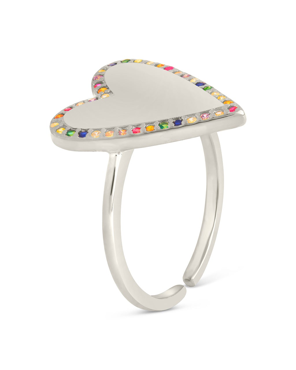 Sterling Silver Rainbow Heart Statement Ring Ring Sterling Forever 