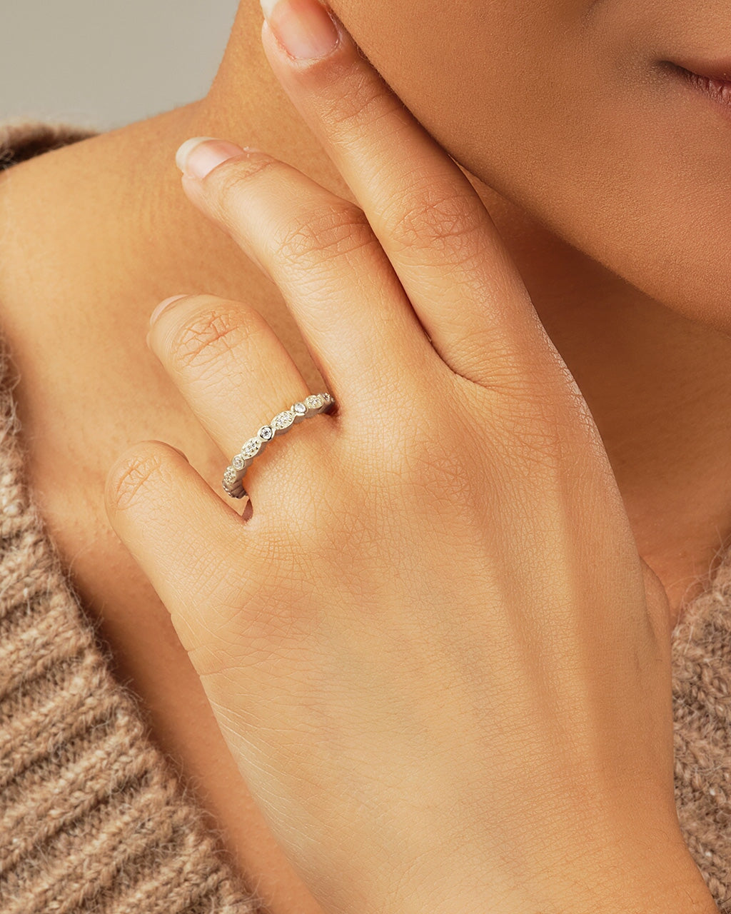 Sterling Silver CZ Bezel Band Ring Ring Sterling Forever 