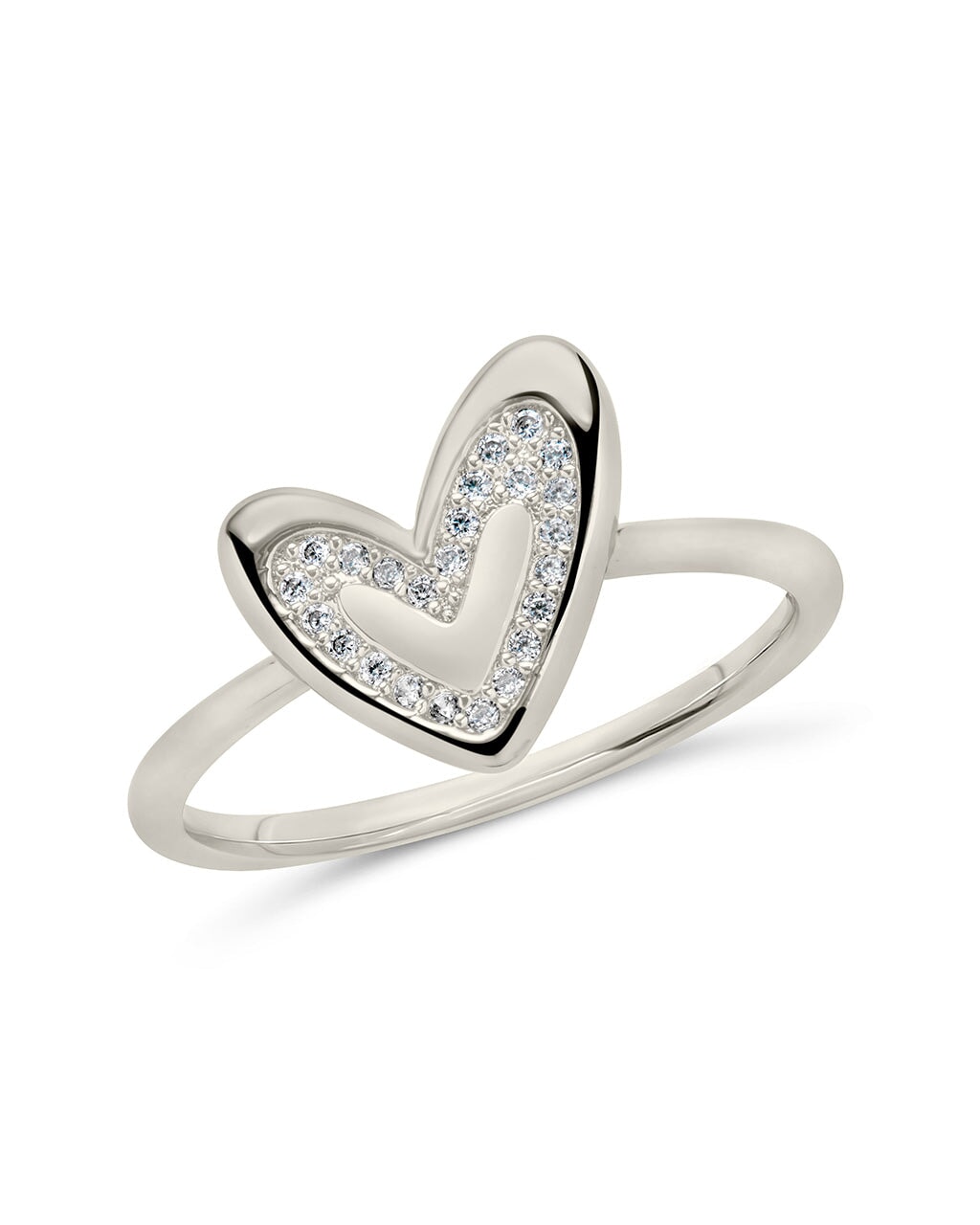 Mabel CZ Heart Ring Ring Sterling Forever Silver 6 