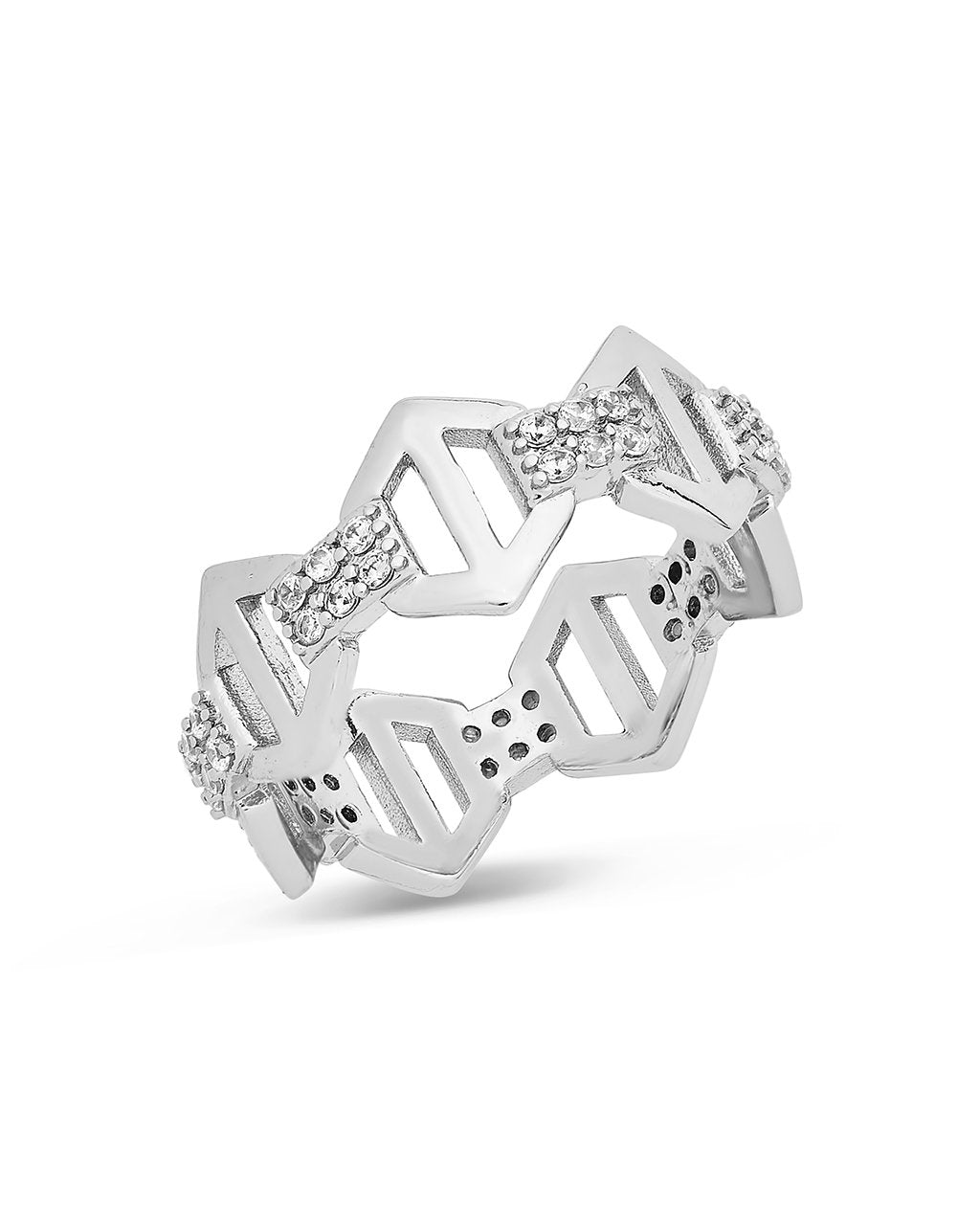 Hexagon Anchor Chain Ring Ring Sterling Forever Silver 6