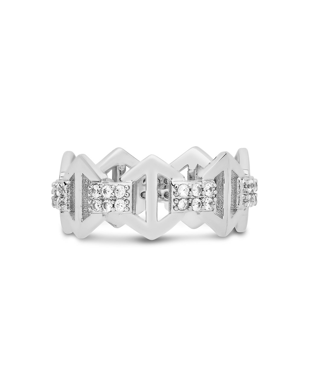 Hexagon Anchor Chain Ring Ring Sterling Forever