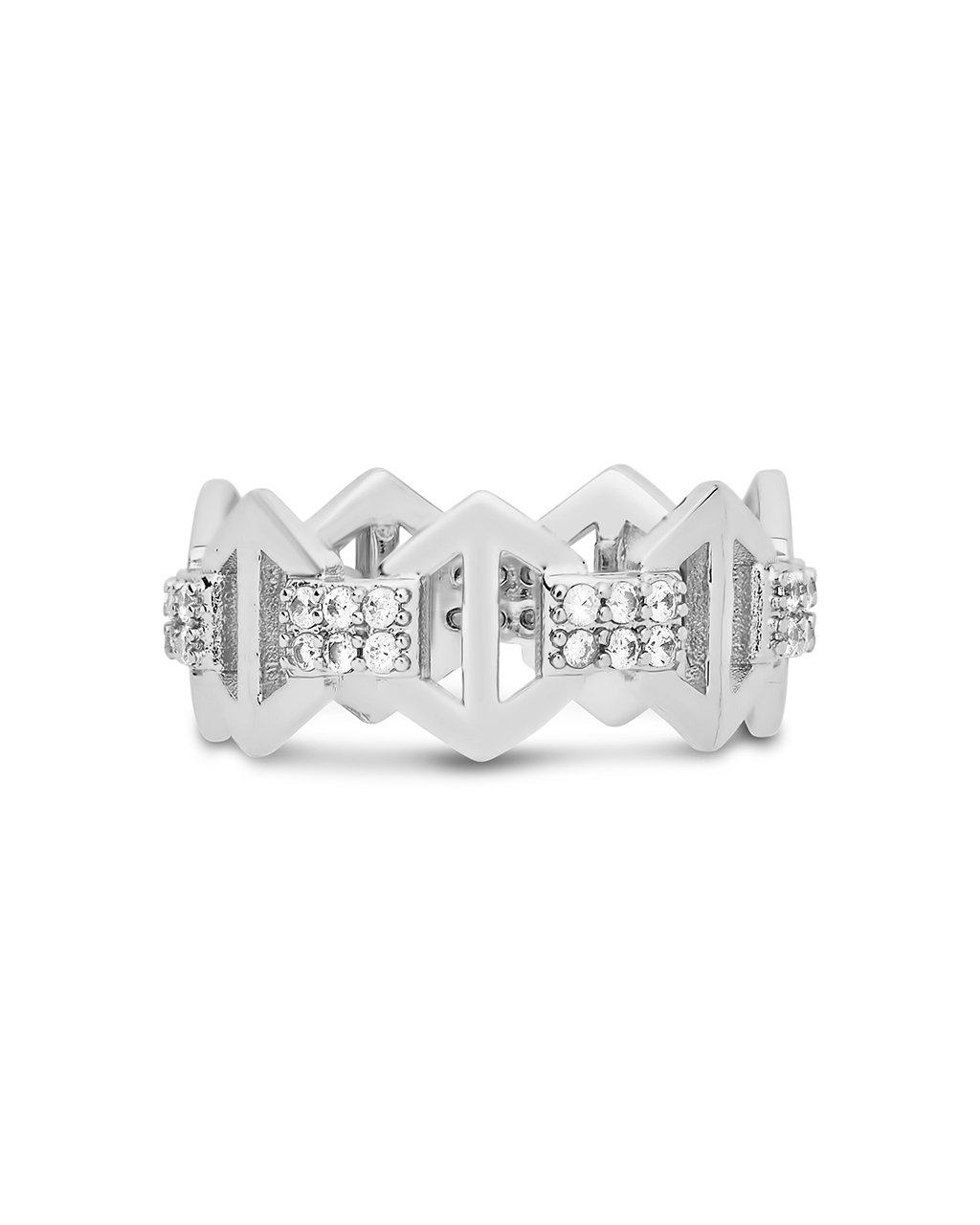 Hexagon Anchor Chain Ring Ring Sterling Forever