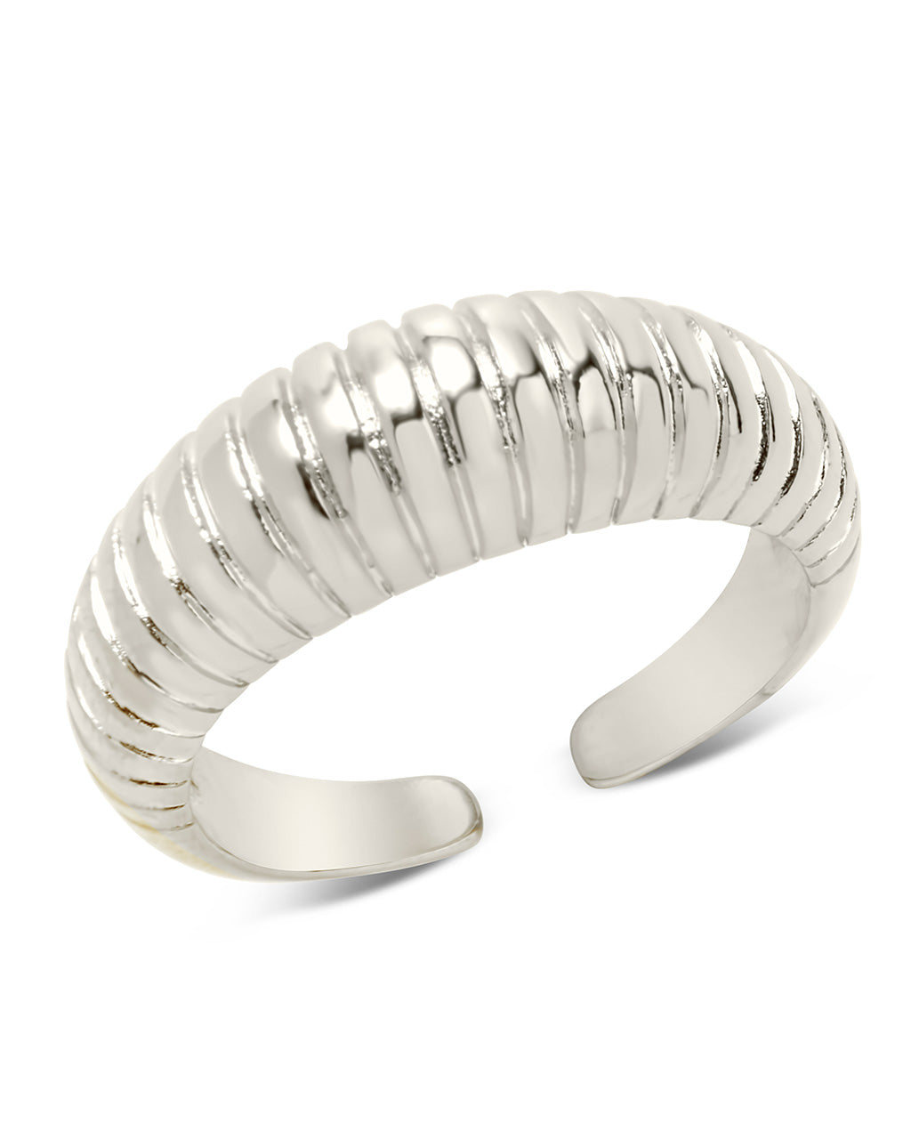Ribbed Open Bombe Ring Ring Sterling Forever Silver 