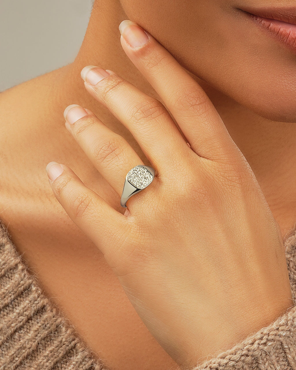Hammered Square Signet Ring Ring Sterling Forever 