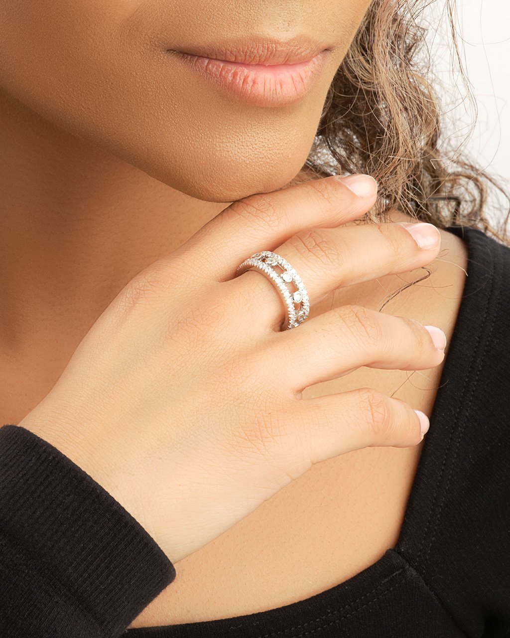 Sterling Silver Open Bezel Set Eternity Band Ring Ring Sterling Forever 
