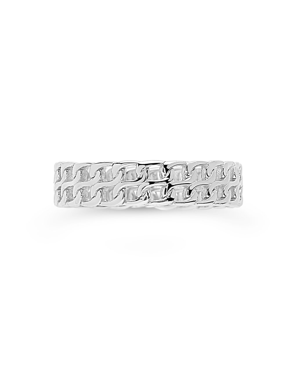 Sterling Silver 2 Row Chain Ring Ring Sterling Forever Silver 6 