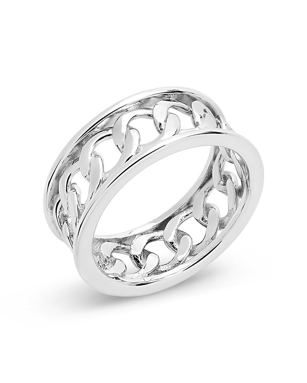 Sterling Silver Curb Chain Band Ring Ring Sterling Forever 