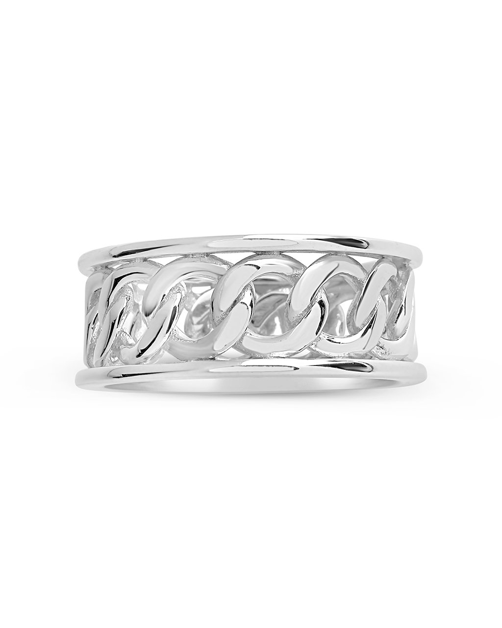 Sterling Silver Curb Chain Band Ring Ring Sterling Forever Silver 6 