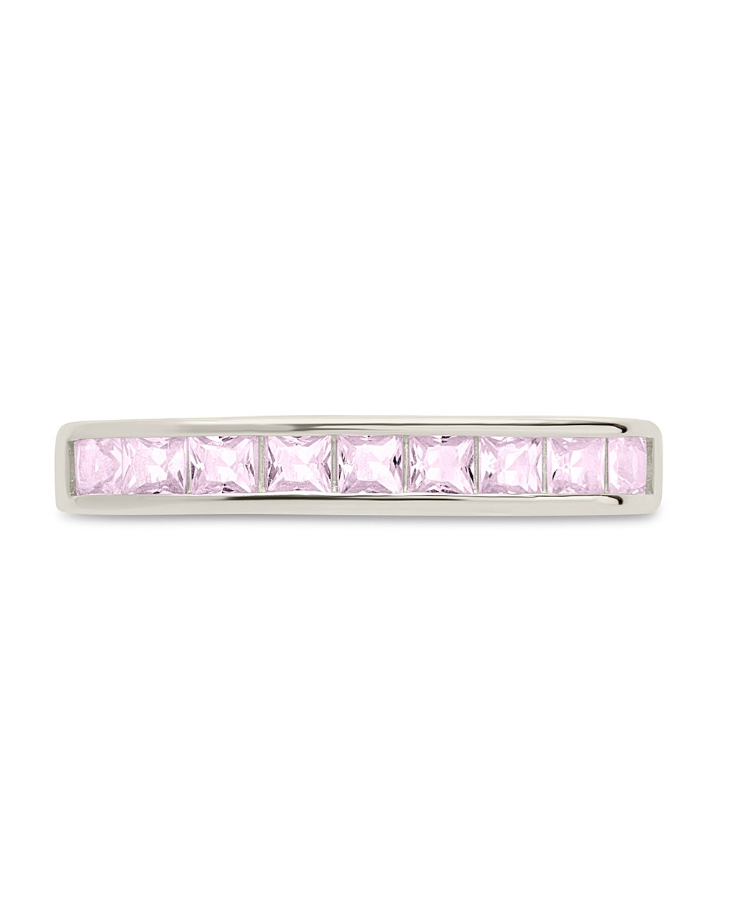 Sterling Silver Rectangular Band Ring with CZ Accent Ring Sterling Forever 
