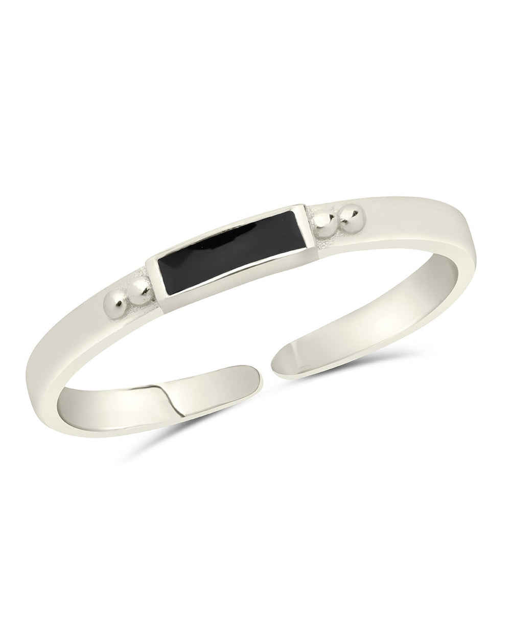 Sterling Silver Thin Enamel Open Signet Ring Ring Sterling Forever Silver Black 