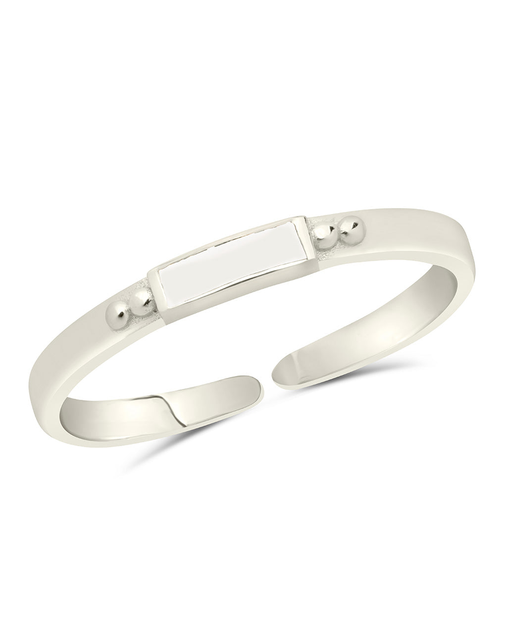 Sterling Silver Thin Enamel Open Signet Ring Ring Sterling Forever Silver White 