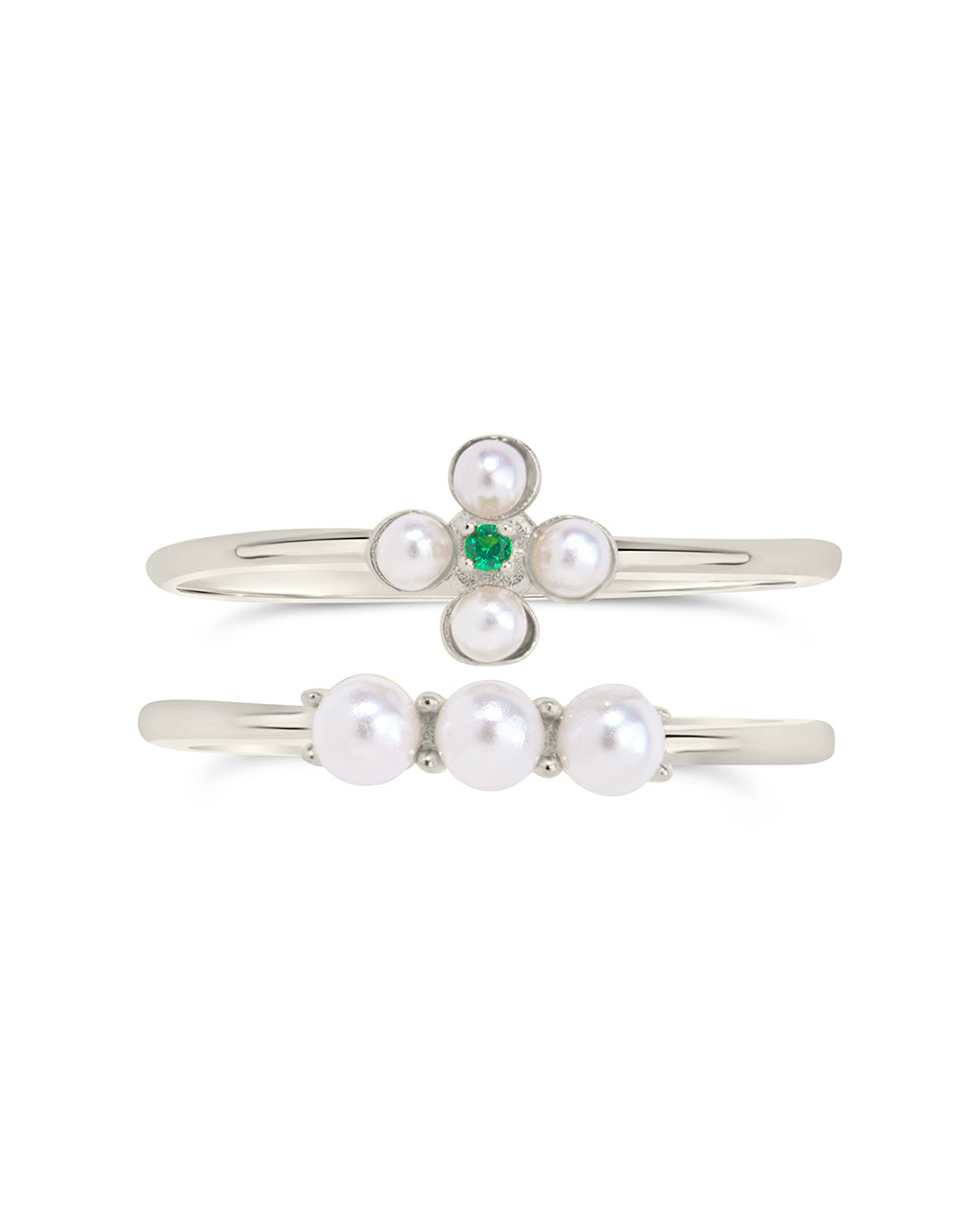 Sterling Silver Cara Pearl Stacking Ring Set Ring Sterling Forever 